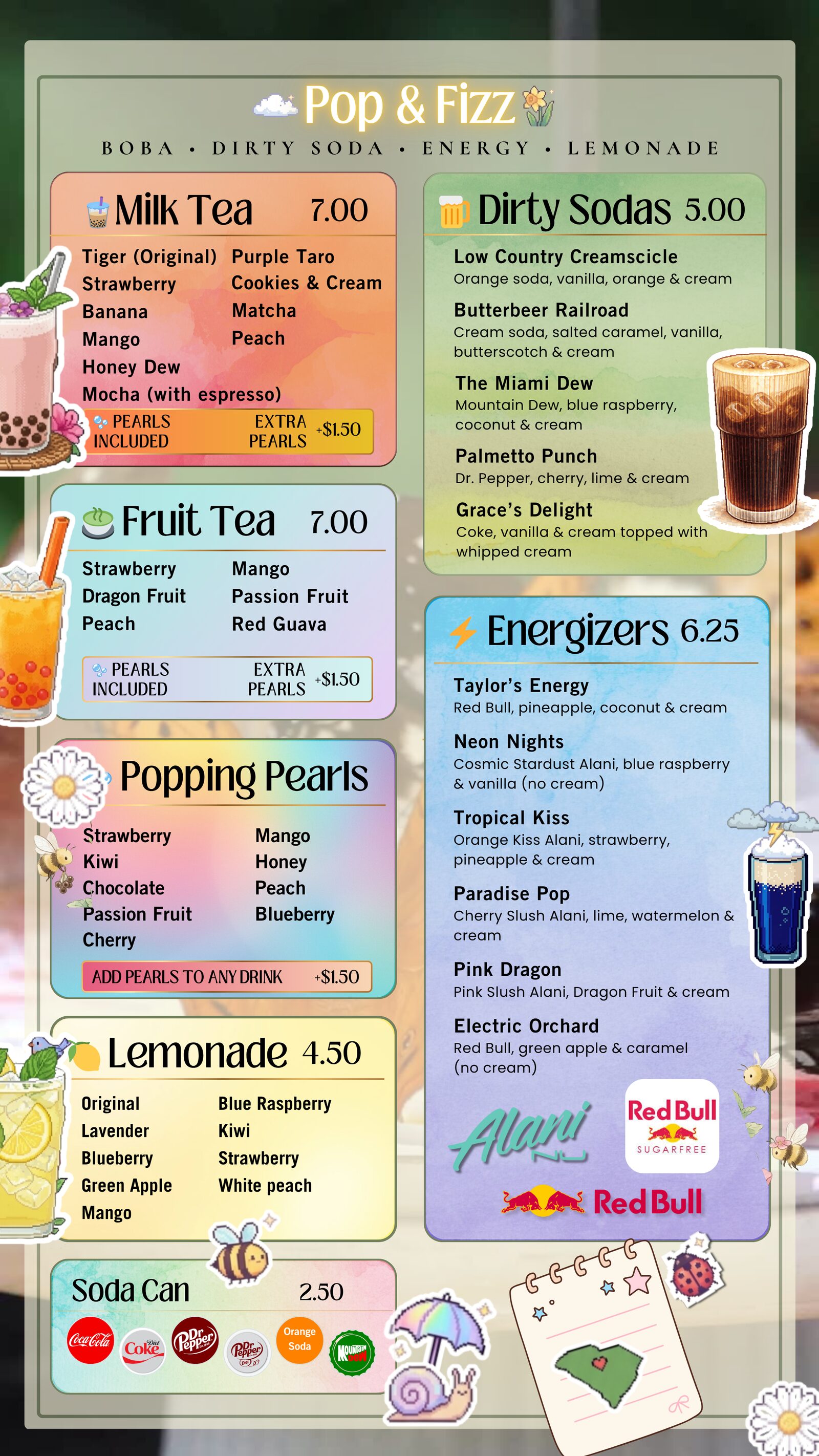Boba menu board